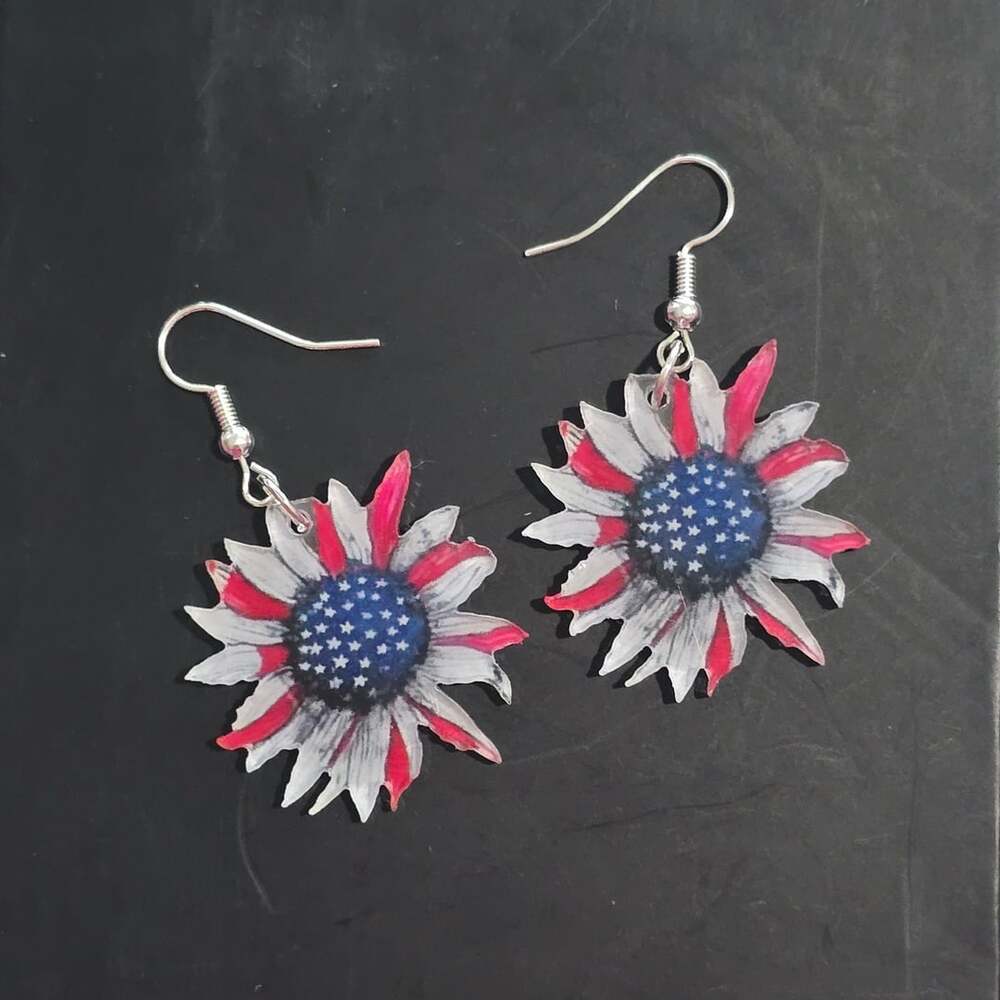 Patriotic Sunflower Earrings
